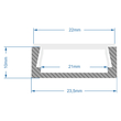 GloboStar® SURFACE-PROFILE 70809-1M Προφίλ Αλουμινίου - Βάση & Ψύκτρα Ταινίας LED με Λευκό Γαλακτερό Κάλυμμα - Επιφανειακή Χρήση - Πατητό Κάλυμμα - Ασημί - 1 Μέτρο - Μ100 x Π2.4 x Υ1.1cm