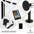 GloboStar® ALIEN-DIVA-BLACK-50-8 ALIEN Design DIVA Μοντέρνο Minimal Nordic Μεταλλικό Φωτιστικό Επιτραπέζιο - Πορτατίφ - Λαμπατέρ Μαύρο LED 8W 800lm με Ασύρματο Χειριστήριο RF & Dimmer IP20 Πολύχρωμο RGB Μ3 x Π1.6 x Υ50cm