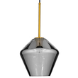 GloboStar® AMARIS 00872 Μοντέρνο Κρεμαστό Φωτιστικό Ανάρτηση Μονόφωτο 1 x E27 IP20 Διάφανο Γυαλί με Χρυσό Μέταλλο - Μ22 x Π22 x Y22cm