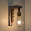 GloboStar® KENSI 00879 Vintage Επιτοίχιο Φωτιστικό Απλίκα Μονόφωτο 1 x E27 IP20 Γκρι Ξύλο με Μπεζ Σχοινί - Μ7 x Π20 x Υ30cm