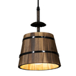 GloboStar® CEBU 00889 Vintage Κρεμαστό Φωτιστικό Καπέλο Τρίφωτο 3 x E27 IP20 Μαύρο Μέταλλο με Καφέ Ξύλο - Μ55.5 x Π18.5 x Y210cm