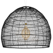 GloboStar® MALIBU 00966 Boho Κρεμαστό Φωτιστικό Πλέγμα Μονόφωτο 1 x E27 IP20 Μαύρο Ξύλο - Μ100 x Π100 x Y86cm
