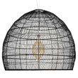 GloboStar® MALIBU 00966 Boho Κρεμαστό Φωτιστικό Πλέγμα Μονόφωτο 1 x E27 IP20 Μαύρο Ξύλο - Μ100 x Π100 x Y86cm