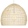 GloboStar® MALIBU 00974 Boho Κρεμαστό Φωτιστικό Πλέγμα Μονόφωτο 1 x E27 IP20 Μπεζ Ξύλο - Μ100 x Π100 x Υ86cm