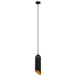 GloboStar® CARSON 01527 Μοντέρνο Κρεμαστό Φωτιστικό Ανάρτηση Μονόφωτο 1 x E27 IP20 Μαύρο & Χρυσό Μέταλλο - Μ10 x Π10 x Υ38cm