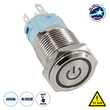 GloboStar® 70780 LED Φωτιζόμενος Διακόπτης Χωνευτός - Μπουτόν On/Off Ανοξείδωτος DC 12V με Angel Eye Αδιάβροχο Φ18mm IP67 Ψυχρό Λευκό 6000K