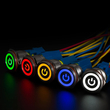 GloboStar® 70780 LED Φωτιζόμενος Διακόπτης Χωνευτός - Μπουτόν On/Off Ανοξείδωτος DC 12V με Angel Eye Αδιάβροχο Φ18mm IP67 Ψυχρό Λευκό 6000K