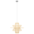 GloboStar® BALI 00862 Boho Κρεμαστό Φωτιστικό Πλέγμα Μονόφωτο 1 x E27 IP20 Μπεζ Ξύλο - Μ60 x Π60 x Υ45cm