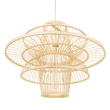GloboStar® BALI 00862 Boho Κρεμαστό Φωτιστικό Πλέγμα Μονόφωτο 1 x E27 IP20 Μπεζ Ξύλο - Μ60 x Π60 x Υ45cm