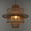 GloboStar® BALI 00861 Boho Κρεμαστό Φωτιστικό Πλέγμα Μονόφωτο 1 x E27 IP20 Μπεζ Ξύλο - Μ45 x Π45 x Υ42.5cm