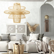 GloboStar® BALI 00861 Boho Κρεμαστό Φωτιστικό Πλέγμα Μονόφωτο 1 x E27 IP20 Μπεζ Ξύλο - Μ45 x Π45 x Υ42.5cm