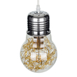 GloboStar® LAMP 00807 Μοντέρνο Κρεμαστό Φωτιστικό Φιγούρα Μονόφωτο 1 x E27 IP20 Ασημί & Χρυσό Μέταλλο με Διάφανο Γυαλί - Μ15 x Π15 x Υ27cm