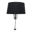 GloboStar® ELEGANT 01492 Μοντέρνο Επιτοίχιο Φωτιστικό Απλίκα με LED Βραχίονα Δίφωτο 1 x E27 IP20 Μαύρο Ύφασμα με Ασημί Μέταλλο - Μ26.5 x Π15 x Υ43cm