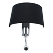 GloboStar® ELEGANT 01492 Μοντέρνο Επιτοίχιο Φωτιστικό Απλίκα με LED Βραχίονα Δίφωτο 1 x E27 IP20 Μαύρο Ύφασμα με Ασημί Μέταλλο - Μ26.5 x Π15 x Υ43cm