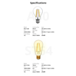 GloboStar® 80028 SONOFF B02-F-ST64-R2 - Wi-Fi Smart LED Filament Bulb E27 ST64 7W 700lm AC 220-240V CCT Change from 1800K to 5000K Dimmable