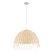 GloboStar® JAKARTA 00712 Boho Κρεμαστό Φωτιστικό Καμπάνα Μονόφωτο 1 x E27 IP20 Μπέζ Ξύλο - Μ50 x Π50 x Υ36cm