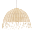 GloboStar® JAKARTA 00712 Boho Κρεμαστό Φωτιστικό Καμπάνα Μονόφωτο 1 x E27 IP20 Μπέζ Ξύλο - Μ50 x Π50 x Υ36cm