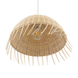 GloboStar® JAKARTA 00712 Boho Κρεμαστό Φωτιστικό Καμπάνα Μονόφωτο 1 x E27 IP20 Μπέζ Ξύλο - Μ50 x Π50 x Υ36cm