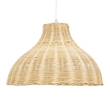 GloboStar® MAYOTTE 00724 Boho Κρεμαστό Φωτιστικό Καμπάνα Μονόφωτο 1 x E27 IP20 Μπεζ Ξύλο - Μ40 x Π40 x Υ28cm