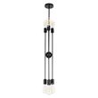 GloboStar® ZANE 00784 Μοντέρνο Φωτιστικό Οροφής Πλέγμα Πολύφωτο 6 x E27 IP20 Μαύρο Μέταλλο - Μ70 x Π70 x Υ100cm