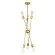 GloboStar® ZANE 00786 Μοντέρνο Φωτιστικό Οροφής Πλέγμα Πολύφωτο 6 x E27 IP20 Χρυσό Μέταλλο - Μ70 x Π70 x Υ100cm