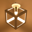 GloboStar® CUBE 00800 Μοντέρνο Φωτιστικό Οροφής Πλέγμα Μονόφωτο 1 x E27 IP20 Λευκό & Χάλκινο Μέταλλο - Μ25 x Π25 x Υ25cm