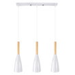 GloboStar® DILLON 00631 Μοντέρνο Κρεμαστό Φωτιστικό Ράγα Τρίφωτο 3 x E27 IP20 Λευκό Μέταλλο με Μπεζ Ξύλο - Μ54 x Π14 x Υ130cm
