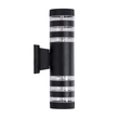 GloboStar® ORION 77883 Φωτιστικό Τοίχου - Απλίκα Αρχιτεκτονικού Φωτισμού Εσωτερικού/Εξωτερικού Χώρου Up & Down Δίφωτο 2 x GU10 AC220-240V Αδιάβροχο IP65 - Σώμα Αλουμινίου & Tempered Glass - Μ9 x Π15x Υ35.5cm - Μαύρο - 5 Years Warranty