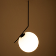 GloboStar® MONROE 00957 Μοντέρνο Κρεμαστό Φωτιστικό Μπάλα Μονόφωτο 1 x E27 IP20 Μαύρο Μέταλλο με Λευκό Γυαλί - Μ30 x Π30 x Υ75cm