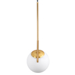 GloboStar® MONROE 00958 Μοντέρνο Κρεμαστό Φωτιστικό Μπάλα Μονόφωτο 1 x E27 IP20 Χρυσό Μέταλλο με Λευκό Γυαλί - Μ15 x Π15 x Υ49cm