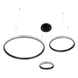 GloboStar® DIAMOND TRIO 61142 Κρεμαστό Φωτιστικό Δαχτυλίδι-Κύκλος LED CCT 100W 12123lm 360° AC 220-240V - Εναλλαγή Φωτισμού μέσω Τηλεχειριστηρίου All In One Ψυχρό 6000k+Φυσικό 4500k+Θερμό 2700k Dimmable Φ25+40+60cm - Μαύρο - 3 Years Warranty