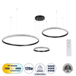 GloboStar® DIAMOND TRIO 61144 Κρεμαστό Φωτιστικό Δαχτυλίδι-Κύκλος LED CCT 120W 14723lm 360° AC 220-240V - Εναλλαγή Φωτισμού μέσω Τηλεχειριστηρίου All In One Ψυχρό 6000k+Φυσικό 4500k+Θερμό 2700k Dimmable Φ40+60+80cm - Μαύρο - 3 Years Warranty