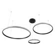 GloboStar® DIAMOND TRIO 61144 Κρεμαστό Φωτιστικό Δαχτυλίδι-Κύκλος LED CCT 120W 14723lm 360° AC 220-240V - Εναλλαγή Φωτισμού μέσω Τηλεχειριστηρίου All In One Ψυχρό 6000k+Φυσικό 4500k+Θερμό 2700k Dimmable Φ40+60+80cm - Μαύρο - 3 Years Warranty