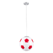 GloboStar® FOOTBALL 00646 Παιδικό Κρεμαστό Φωτιστικό Μπάλα Μονόφωτο 1 x E27 IP20 Λευκό & Κόκκινο Γυαλί - Μ25 x Π25 x Υ25cm
