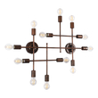 GloboStar® PIPING 00668 Vintage Επιτοίχιο Φωτιστικό Πολύφωτο 12 x E27 IP20 Χάλκινο Μέταλλο - Μ78.5 x Π9.5 x Υ64cm