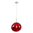 GloboStar® DIXAR 00762 Μοντέρνο Κρεμαστό Φωτιστικό Ανάρτηση Μονόφωτο 1 x E27 IP20 Κόκκινο Γυαλί με Ασημί Μέταλλο - Μ28 x Π28 x Υ40cm