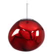 GloboStar® DIXAR 00762 Μοντέρνο Κρεμαστό Φωτιστικό Ανάρτηση Μονόφωτο 1 x E27 IP20 Κόκκινο Γυαλί με Ασημί Μέταλλο - Μ28 x Π28 x Υ40cm