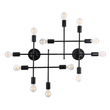 GloboStar® PIPING 00667 Vintage Επιτοίχιο Φωτιστικό Πολύφωτο 12 x E27 IP20 Μαύρο Μέταλλο - Μ78.5 x Π9.5 x Υ64cm
