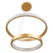 GloboStar® DIAMOND DUO 61151 Κρεμαστό Φωτιστικό Δαχτυλίδι-Κύκλος LED CCT 75W 8743lm 360° AC 220-240V - Εναλλαγή Φωτισμού μέσω Τηλεχειριστηρίου All In One Ψυχρό 6000k+Φυσικό 4500k+Θερμό 2700k Dimmable Φ40+60cm - Χρυσό Βούρτσας - 3 Years Warranty