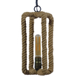 GloboStar® ELDORA 10001014 Vintage Κρεμαστό Φωτιστικό Ανάρτηση Μονόφωτο 1 x E27 IP20 Μαύρο Μέταλλο με Μπεζ Σχοινί - Μ13 x Π13 x Υ30cm
