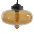 GloboStar® QUINN 01029 Vintage Κρεμαστό Φωτιστικό Ανάρτηση Μονόφωτο 1 x E27 IP20 Μελί Γυαλί με Μαύρο Μέταλλο - Μ26 x Π26 x Υ20cm