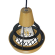 GloboStar® AKRON 10001133 Μοντέρνο Κρεμαστό Φωτιστικό Πλέγμα Μονόφωτο 1 x E27 IP20 Μπεζ Ξύλο με Μαύρο Μέταλλο - Μ19 x Π19 x Υ22cm