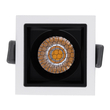 GloboStar® PLUTO-S 60264 Χωνευτό LED Spot Downlight TrimLess Μ6.4xΠ6.4cm 7W 910lm 38° AC 220-240V IP20 Μ6.4 x Π6.4 x Υ4.9cm - Τετράγωνο - Λευκό με Μαύρο Κάτοπτρο & Anti-Glare HoneyComb - Φυσικό Λευκό 4500K - Bridgelux COB - 5 Years Warranty