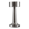 GloboStar® BELLA 76504 Μοντέρνο Επιτραπέζιο Φωτιστικό Πορτατίφ LED 1.5W 105lm 120° DC 5V Επαναφορτιζόμενο με Μπαταρία Li-ion 1800mAh - Διακόπτη Αφής με 3 Εντάσεις Φωτισμού Θερμό Λευκό 2700K Dimmable - Φ9 x 21cm - Ασημί