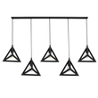 GloboStar® TRIANGLE 00608 Μοντέρνο Κρεμαστό Φωτιστικό Ράγα Πολύφωτο 5 x E27 IP20 Μαύρο Μέταλλο - Μ170 x Π22 x Y130cm