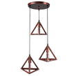GloboStar® TRIANGLE 00618 Μοντέρνο Κρεμαστό Φωτιστικό Πλέγμα Τρίφωτο 3 x E27 IP20 Χάλκινο Μέταλλο - Μ49 x Π49 x Y130cm