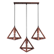 GloboStar® TRIANGLE 00623 Μοντέρνο Κρεμαστό Φωτιστικό Ράγα Τρίφωτο 3 x E27 IP20 Χάλκινο Μέταλλο - Μ70 x Π22 x Y130cm