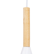 GloboStar® DILLON 00627 Μοντέρνο Κρεμαστό Φωτιστικό Καμπάνα Τρίφωτο 3 x E27 IP20 Λευκό Μέταλλο με Μπεζ Ξύλο - Μ26 x Π26 x Υ130cm