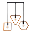 GloboStar® ELISE 00684 Μοντέρνο Κρεμαστό Φωτιστικό Ράγα Τρίφωτο 3 x E27 IP20 Καφέ Ξύλο με Μαύρο Μέταλλο - Μ76 x Π8 x Υ130cm