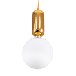 GloboStar® MAVERICK 00943 Μοντέρνο Κρεμαστό Φωτιστικό Μπάλα Μονόφωτο 1 x E27 IP20 Χρυσό Μέταλλο με Λευκό Γυαλί - Μ15 x Π15 x Υ33cm